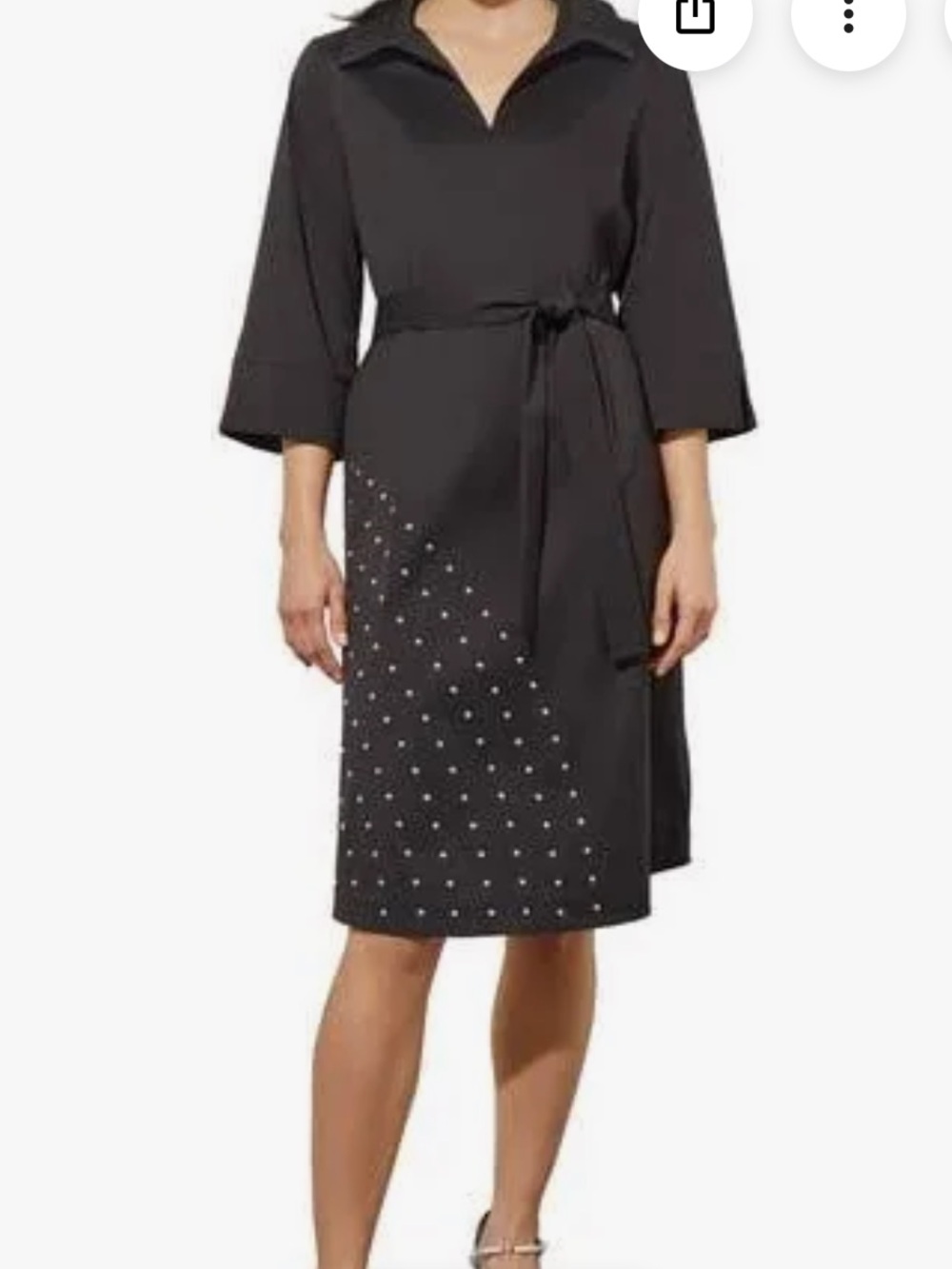 Ming Wang Black Wrap Trench with Polka Dot Lining